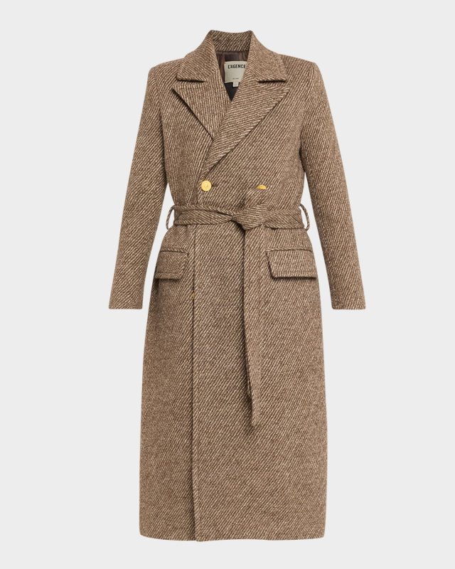 Kolina Belted Twill Long Coat